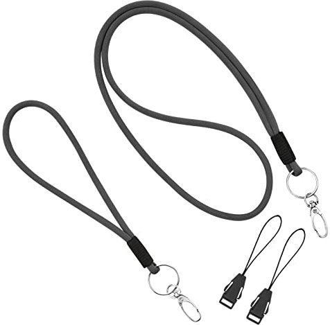 Vicloon Schlüsselband Key Chain, 2 Stücke Schlüsselband Set, Schlüsselband Kurz und Schlüsselband Lang,Schlüsselband lang als Schlüsselanhänger und Sicherheitsverschluss für Ausweis,Handy(Dunkelgrau)
