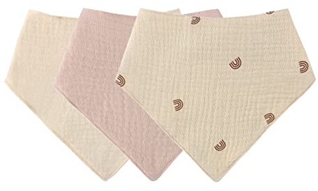 Bavoir Triangle Bébé, 3Pcs Coton Bandana Doux Et Absorbant, Avec 2 Boutons Réglables, Respirable Serviette de Salive, Cadeaux pour Nouveau Né, Garçons Filles