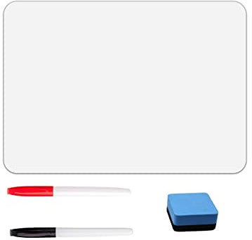 inodiref 4 Stücke Mini Whiteboard Doppelseitiges Set Tragbares +2 einköpfiges Stiftschwarz/Rot+Whiteboard Schwamm für Die Lernbedarf der Kinderstudenten