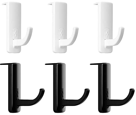 WUDQIJI Kopfhörerhalter 6 Stück, Schwarz, Weiß, ABS und 3M doppelseitig selbstklebend, Headset Halter Monitor, Ständer mit Stick-on Haken, für alle Kopfhörer, Selbstklebend
