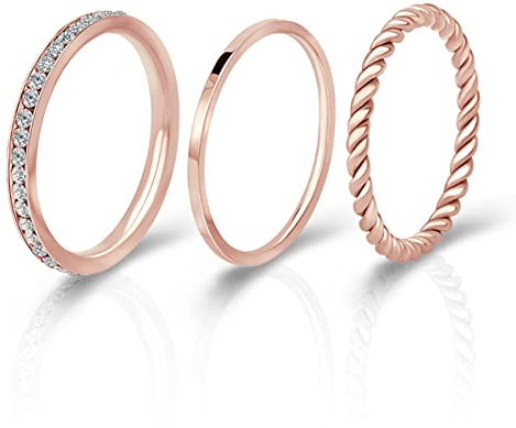 Joacii Rose Gold überzogene Versprechen Ringe für Ihre Frauen Stapelbare Ringe Daumen Ringe Set Komfort Fit Größe 10