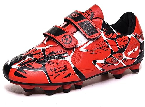 Sainilei Kinder Fußballschuhe Jungen FG/AG Outdoor Fussballschuhe Mädchen TF Football Professionelle Trainingsschuhe Rot EU29
