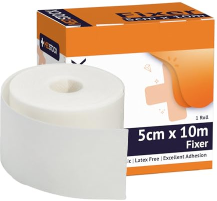 MEDSTOCK Non-Woven Fabric, White Fixer Roll, 2 x 11 yds, 1 Roll, Wound Care, Adhesive Dressing Tape, Medical Device Securer, Flexible and Soft, Stable and Dependable, Increases Patient Comfort