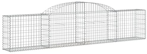 Makastle Parterre surélevé en Gabion arqué, jardinière en Cage à Pierre, Lit Surélevé à Gabion, Parterre de Fleurs Jardin Terrasse Extérieur Jardinière Panier à Pierres, 300x30x60/80 cm Fer galvanisé