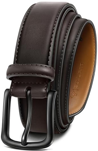 BULLIANT Gürtel Herren, Ledergürtel Herren-gürtel für Jeans,31mm Breit Gürtel,Größe Fest(Dunkelbraun,110cm/34-36 taille verstellbar)