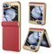 LEIAU for Samsung Galaxy z flip 6 Case: [Magnetic Hinge Protection] [Wireless Charging] Luxury Leather Design Phone Cover for Samsung flip6 5G 2024 (Red)