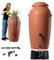KADAX Tanque de lluvia de plástico de 210 litros, depósito de agua de lluvia con soporte, grifo y cuenco para plantas, depósito de lluvia decorativo, barril de lluvia a prueba de heladas