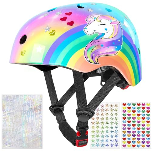 Casco Bicicleta Niños, Unicorn Castle Cascos de Ciclismo para Niños Ajustable Casco Infantil Patinete Rollerskate de 3 a 8 Años