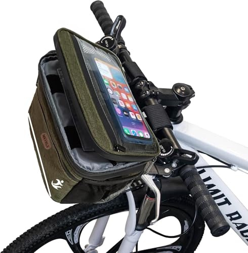 MKYRLX Bolsa para manillar de bicicleta impermeable de 5 l – Bolsillo delantero aislado con soporte para pantalla táctil y correa de hombro extraíble, compartimento refrigerador para bicicleta
