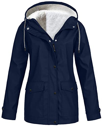 Générique Parka Imperméable Femme Manteau D'hiver Capuche Fourrée Coupe-Vent Zippé Veste Extérieur Chaude Mode Vetement Femme Grande Taille