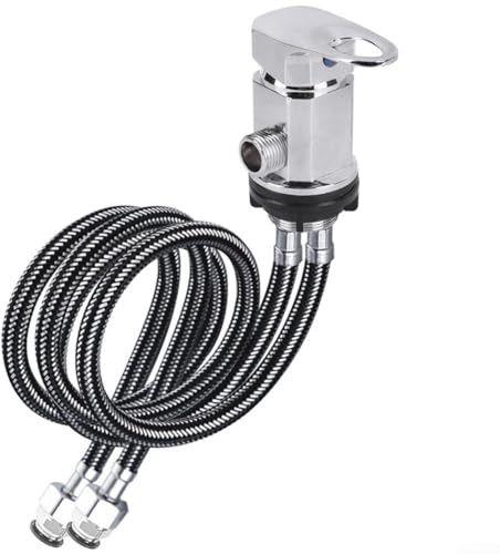 Besshepplo Grifo Mezclador de Ducha para Caravana RV, Salida G1/2, Tubo de desagüe de 80 cm, válvula de Control de Temperatura para caravanas y autocaravanas (Negro)