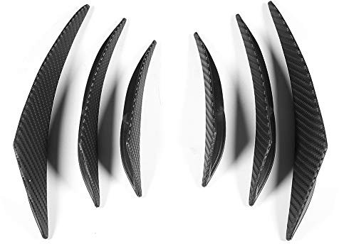 Splitter Fins,6pcs Carbon Fiber Texture Car Front Bumper Lip Splitter Fin Canard Splitter Diffuser Valence Body Spoiler Kit