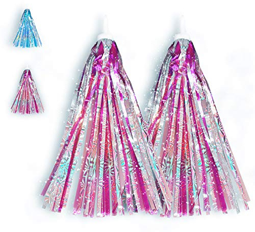 obqo 2 pcs Childrens Bike Streamers Bicycle Handlebar Streamers Bike Grips Tassels Ribbons Kids bike Accessories (Pink)