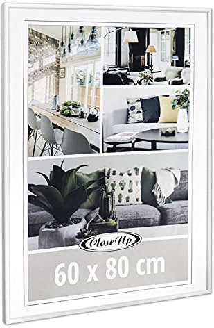 Close Up affischram 60 x 80 cm vit – modern bildram med plastglas och MDF-baksida – för affischer, foton och konsttryck – färgad väggram kan monteras i stående och liggande format