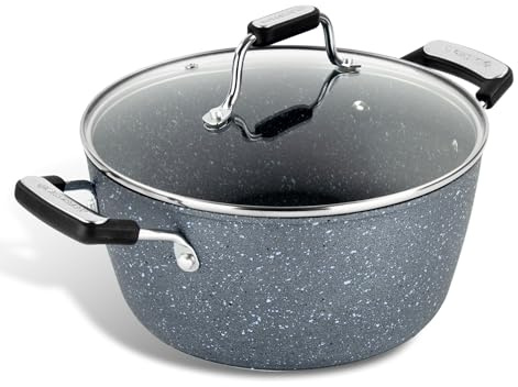 Scoville EXPERT Neverstick+ 24cm Stock Pot with Lid, 3.5L Capacity, Small Deep Non-Stick Cooking Pot for Stovetop, Suitable for All Hobs, Dishwasher Safe, PFOA Free, Ergonomic Handles, Aluminium, Grey
