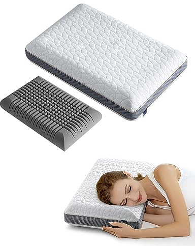 BedStory Ergonomisches Nackenkissen, Memory-Kissen in Bambus-Form, Abnehmbarer Bezug und Zwei Härtegrade, 60 x 40 cm
