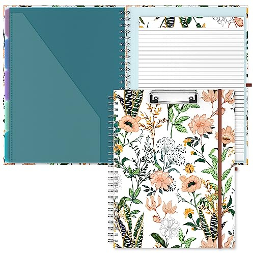 Hnogri Porte-blocs Folio avec bloc-notes ligné rechargeable, porte-blocs avec 5 dossiers A4, 10 poches, taille 12.8 x 9.7, fournitures de bureau, fournitures scolaires.