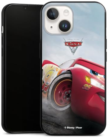 Slim Case extra dünn kompatibel mit Apple iPhone 15 Silikon Handyhülle schwarz Hülle Lightning McQueen 95 Offizielles Lizenzprodukt Cars