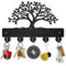 MAYJOYDIY Holz Lebensbaum Schlüsselhalter Wandmontage 30x20cm Üppiger Baum Schlüsselaufhänger Dekoratives Schwarzer Schlüsselbrett mit 5 Haken Aus Legierung Für Eingangsbereich Haustür