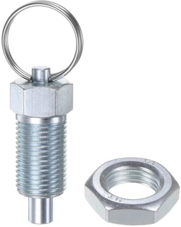 QUARKZMAN Émbolo de Resorte con Anillo de Tracción Rosca M16*1.5 Longitud 0.96 Pasador Diámetro 8Mm Cabeza Plana Acero al Carbono Pasador de Índice Retráctil No Bloqueante