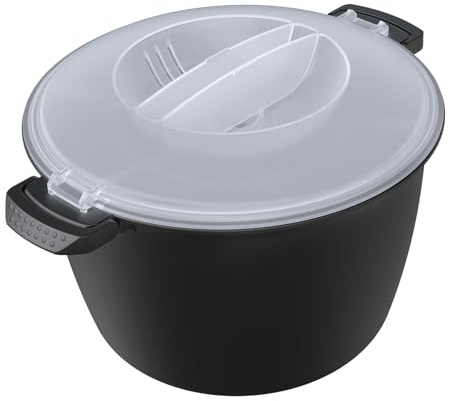 Professional Large Micro Cookware 3 Quart, Microwave Rice Cooker, Microwave Steamer for Vegetables, Safe as Mixing and Serving Bowls, Food Storage Container, Cooker for Microwave- BPA Free, Dishwasher Safe