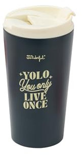 Mr.Wonderful - Taza take away térmica - You only live once - Taza de Acero Inoxidable Doble Pared - Mantiene Calor y Frío - 370 ml