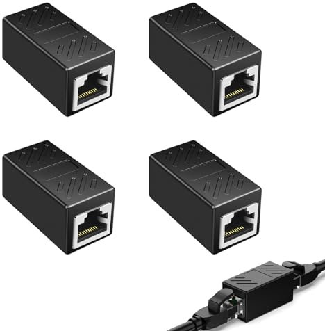 4Pz Accoppiatore RJ45 Ethernet, CAT6 Accoppiatore Cavi Rete, Accoppiatore Ethernet Schermato, Compatibile con Cat7/Cat6/Cat5/Cavo LAN/Cavo Ethernet, Supporto Trasmissione 10 Gigabit e 100 Metri