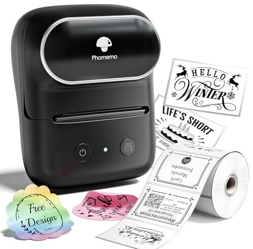 Phomemo M108 Etiquetadora Bluetooth, Etiquetadora Adhesivas Termica Impresora Etiquetas Autoadhesivas Compatible con iOS Android y PC,Portátil Label Printer para Tienda Hogar con Etiqueta, Negro