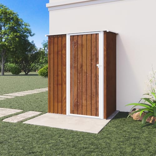Casetta Da Giardino In Acciaio Zincato 1,51x1,03xh1,96 m, 1,55mq, Ripostiglio Attrezzi, Porta Battente (Effetto Legno)