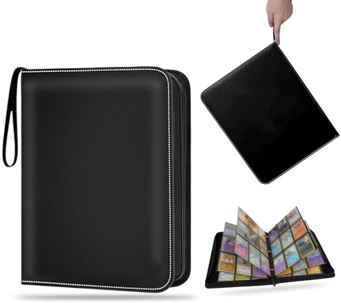 900 Pockets Trading Card Binder, 9 Pocket Card Sleeves with 3-Ring Binders PU Cards Collection Folder Holder Book with Zipper for MTG, TCG, Sports, Game Cards