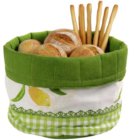 moorg Cesta para pan de algodón, panera de mesa – Cestas con diferentes diseños, panera de mesa, 19 x 19 cm