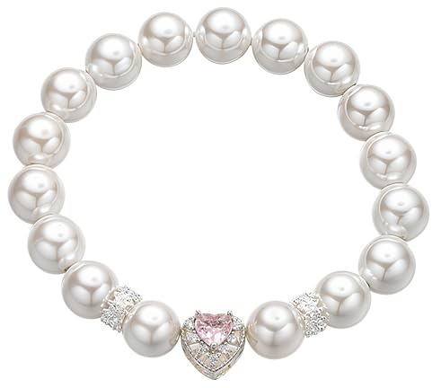 Eugelrom Bracciale Elastico Donna con Perle e Zirconi Rosa – Gioiello Elegante e Versatile – Regalo Perfetto per Amica, Figlia o Mamma (Compleanno, Natale)