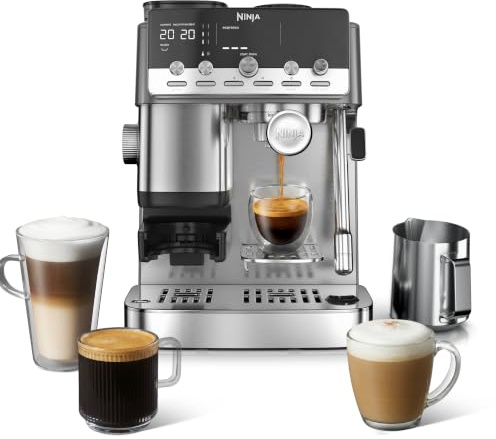 Ninja Luxe Café Mini Cafetera 2 en 1 para café de filtro y espresso con espumador automático de leche, molinillo integrado ES351EU
