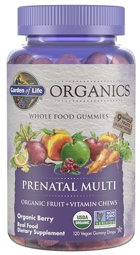 Garden of Life Organics Prenatal Gummies – Prenatal Vitamins for Women with Energy Metabolism Support & Healthy Fetal Development Support, Berry Flavor, USDA Organic, Vegan, 30 Day Supply