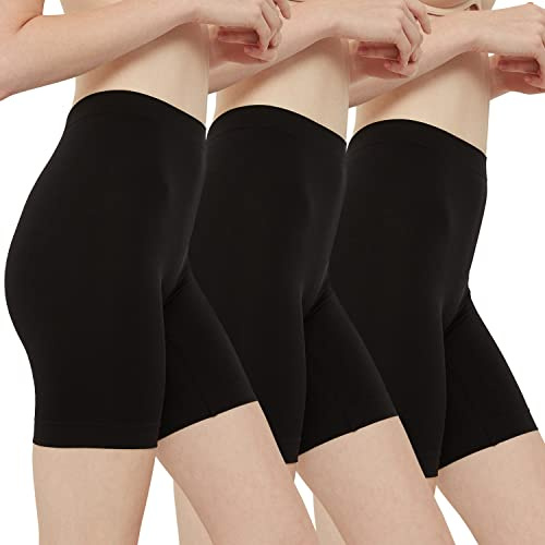 INNERSY Pantalon Antirozaduras Mujer Debajo la Falda Braga Anti Roce 3 Pack | Leggings Cortos Anti Rozaduras Bajo de Vestidos, Bragas Culotte Cómodas Suaves, Ropa Interior Verano, Sin Etiquetas, Deporte