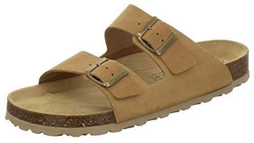 AFS-Schuhe Cómodas pantoletas, sandalias y zapatillas de casa para hombre de cuero - Tallas 36-50 - Fabricado en Alemania, naturaleza, 44 EU