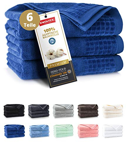 ZWOLTEX Himmlisch weiche Handtücher aus 100% Ägyptischer Baumwolle I Made IN EU I Gästehandtücher Ultra-Soft Duschtuch Badetuch - 3er Handtuch Set Dunkel-Blau
