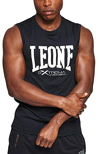 LEONE 1947, Logotipo Sin Mangas, Hombre, Negro, M, ABX103
