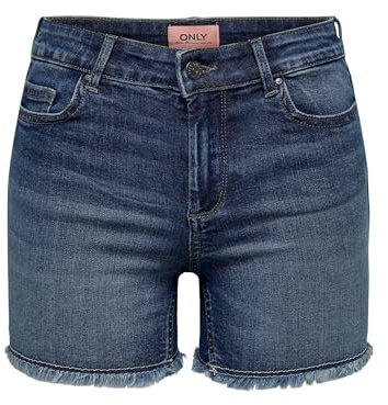 ONLY Shorts in Jeans Corti da Donna Bottoni e Cerniera Pantaloni Estivi., Colore:Blu Scuro, Taglia:S