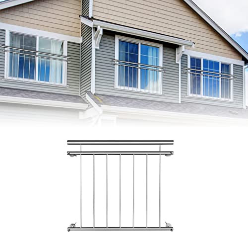 ACXIN ringhiera in acciaio inox per balconi, parapetto, recinzione di sicurezza, ringhiera francese, finestre, 100 x 90 cm