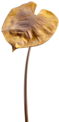 SilksAreForever 25 Silk Monstera Leaf Stem -Mustard (Pack of 12)