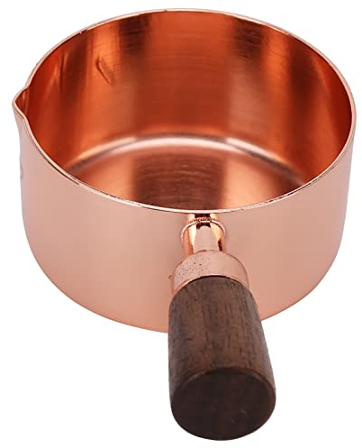 Mini Casseruola, Scaldaburro in Acciaio Inossidabile Oro Rosa con Beccuccio e Manico in Legno per Utensili da Cucina Domestici(80 ml)