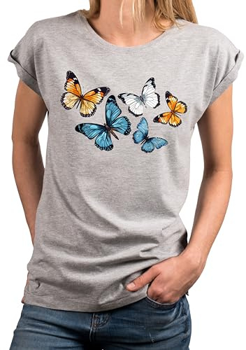 MAKAYA Dam T-shirt - Fjäril Motiv Sommartopp Tshirt För Kvinnor Stora Storlekar
