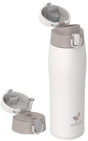 AORIN Trinkflasche Edelstahl 18/8, 750ml, Auslaufsicher Thermoskanne Isolierflasche Doppelwandig mit 2 Deckel, BPA-Frei Sportflasche, Trinkflaschen für Sport, Schule, Outdoor