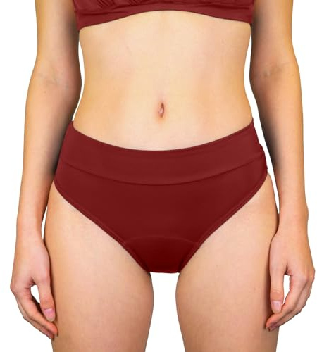 MYLILY Slip Bagno Mestruale Donna, Ragazze & Adolescenti Basic | per Piscina, Mare & Vacanze Estive | Protezione 4 Assorbenti | Antiperdita, Neutro Odori, Oeko-Tex | Rosso, XXS (170)
