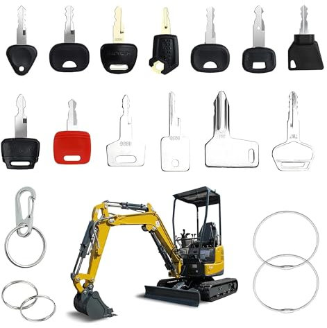 Lot de 18 clés d'allumage de rechange pour machines de chantier - Clés pour machines de chantier - Clés d'excavatrice - Clés pour machines - Interrupteur de démarrage universel