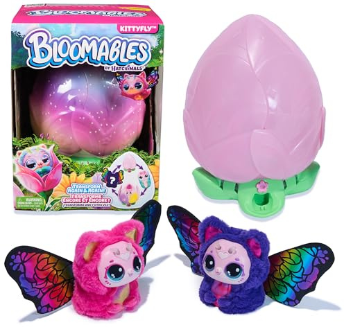 HATCHIMALS Bloomables, Kittyfly Surprise Interactive Toy and Flower with Repeatable Reveal and Transformation, 100+ Sounds and Reactions (Styles Vary), Kids Toys for Girls and Boys.