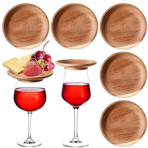 Mumufy 16 Pcs 4 Acacia Wood Wine Glass Charcuterie Topper Wine Glass Covers to Keep Bugs out Mini Charcuterie Board for Housewarming Gifts Cheese Parties Family Gatherings Bars Restaurants