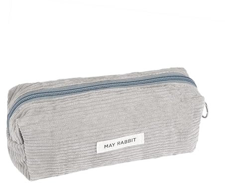 Federmäppchen Aesthetic Cord-Stoff,Mäppchen Grau Kinder Clean Klein Cord Pencilmäppchen Erwachsene Stoff Kordstoff Stiftetasche Federmappe für Girl Junge Weichem Mit Cordstoff School Corduroy Case