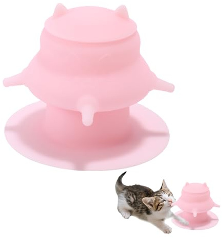 Lyreh Distributeur de Lait pour Chiots avec Quatre Tétines Factices, Station d'alimentation en Silicone Rose Chiots Biberon Anti-Fuite pour Chatons Nouveau-Nés Chiens et Chatons